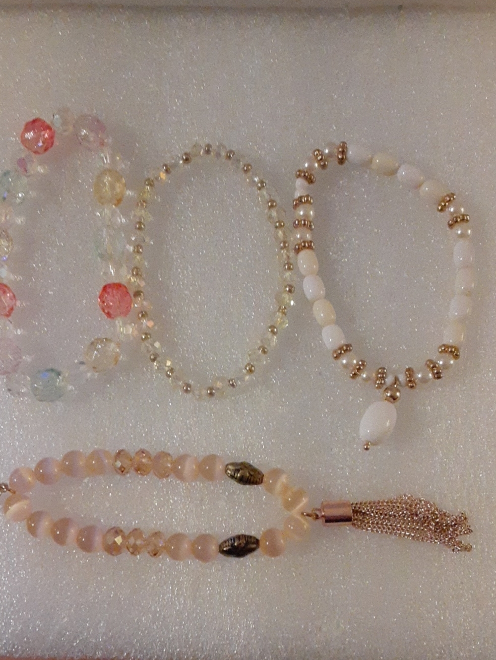 Women's White and Gold Beaded Bracelet Set - One Brand Express Others Unknown